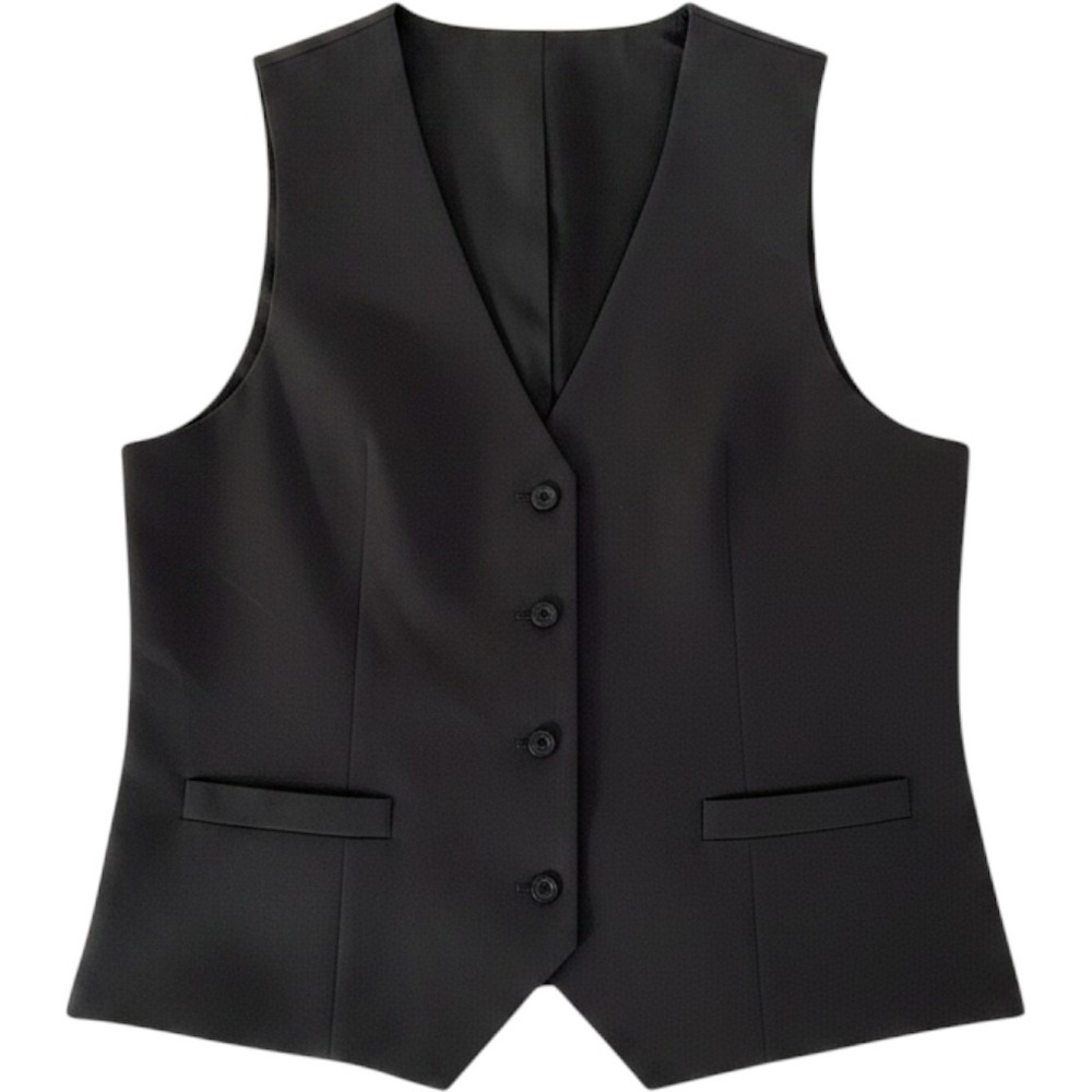 Affinity Apparel Womens Slate Black Tailored Button Front Vest Waistcoat Size 10